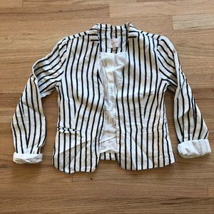 NWOT LOFT Black and White Striped Blazer Jacket